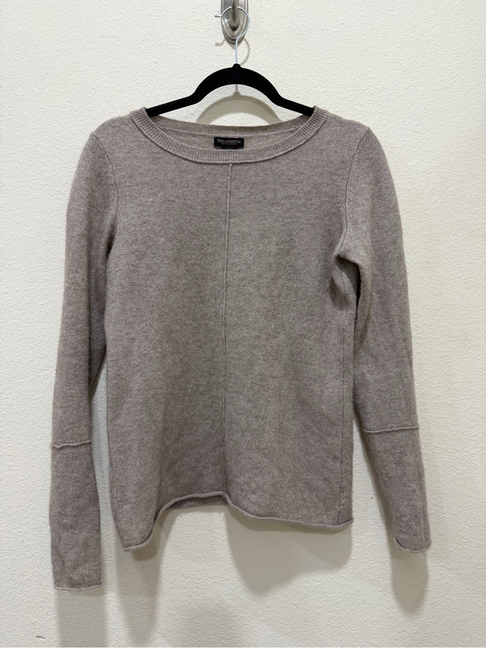 Philosophy Dane Lewis 100% Cashmere Sweater Medium Taupe Greige Quiet Luxury